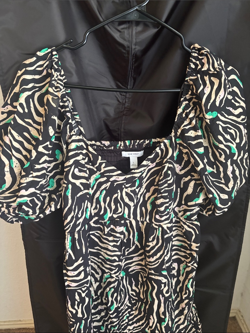 Nine West Black Zebra-Print Dress with Cream and Teal Accents - Picture 4 of 4